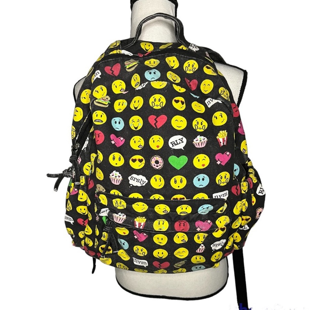 Claire’s EMOJI Black faux denim backpack
